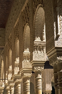 Granada Prints: Finely carved Moorish columns in the Patio de los Leones