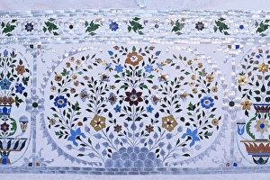 Floral Design Prints: Detail of the finely painted walls in one of the bedroom suites