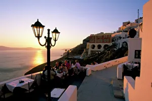 Eating And Drinking Prints: Fira, island of Santorini (Thira), Cyclades Islands, Aegean, Greek Islands