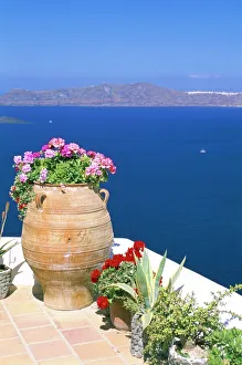 Terrace Prints: Fira, island of Santorini (Thira), Cyclades Islands, Aegean, Greek Islands