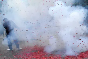 Smoke Prints: Fire crackers, Chinese New Year, Paris, France, Europe