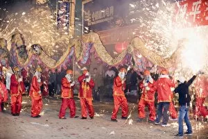 Images Dated 9th February 2009: Fire Dragon lunar New Year festival, Taijiang town, Guizhou Province, China, Asia