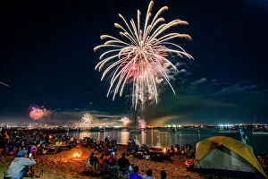 San Diego Prints: Fireworks display viewed from Shelter Island in San Diego
