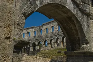 Pula Prints: First century amphitheatre, sixth largest amphitheatre in the world, Pula