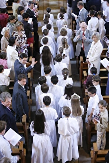 Robes Prints: First Holy Communion procession, London, England, United Kingdom, Europe