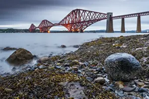 Metal Prints: First light over the Forth Rail Bridge, UNESCO World Heritage Site, and the Firth of Forth
