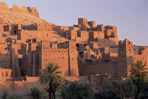First light on fortified mud houses in the kasbah
