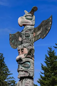 Indigenous Culture Prints: First Nation Totem Pole, Original Namgis Burial Grounds, Alert Bay, Cormorant Island