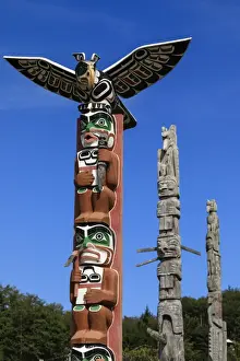 Indigenous Culture Prints: First Nation Totem Poles, Original Namgis Burial Grounds, Alert Bay, Cormorant Island