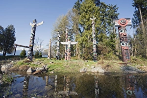 Totem Pole Prints: First Nation totem poles in Stanley Park, Vancouver, British Columbia, Canada