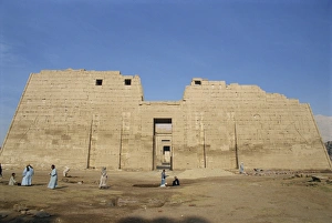 First pylon of the temple of Ramses III, Medinet Habu, Thebes, UNESCO World Heritage Site