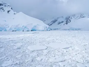 Polar Climate Prints: First year sea ice choking the southern entrance to the Lemaire Channel