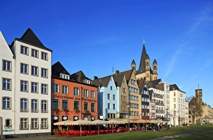 Cologne Prints: Fischmarkt Square with Church of Gross St. Martin, Cologne, North Rhine-Westphalia