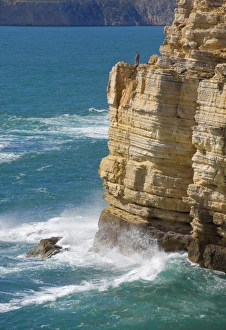 Images Dated 18th March 2008: Fisherman on the edge of the cliff fishing on the Cape St. Vincent peninsula