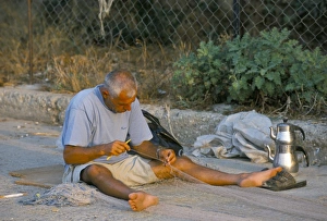 Fishing Net Prints: Fisherman making net