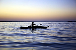 Lake Tana Prints: Fisherman in a papyrus boat, Lake Tana, Ethiopia, Africa