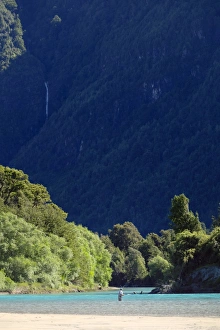 Fisherman Prints: Fisherman on the Puelo River, northern Patagonia, Chile, South America