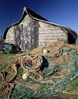 Fishermans hut, Lindisfarne (Holy Island), Northumberland, England