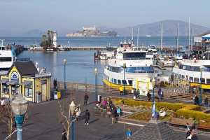 San Francisco Prints: Fishermans Warf with Alcatraz in the background