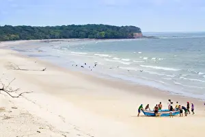 Para Prints: Fishermen on Joannes beach on Marajo island in the Brazilian Amazon, Para, Brazil