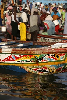 Senegal Prints: Fishermen returning at Mbour harbour, Mbour, Thies, Senegal, West Africa, Africa