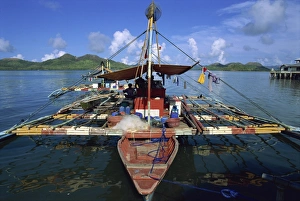 Palawan Prints: Fishing banca (outrigger boat), Coron, Basuanga Island, Palawan, Philippines