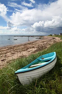 Day Time Prints: Fishing boat on the beach at Carnoustie, Angus, Scotland, United Kingdom, Europe