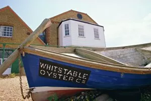 Kent Collection: Fishing boat on the beach, Whitstable, Kent, England, UK. Whitstable is popular for its oyster