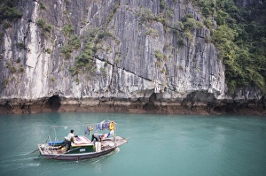 Halong Bay Prints: Fishing boat in Halong bay, Vietnam, Indochina, Southeast Asia, Asia