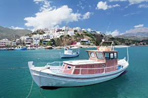 Crete Prints: Fishing boat, harbour, Agia Galini, South Coast, Crete, Greek Islands, Greece, Europe