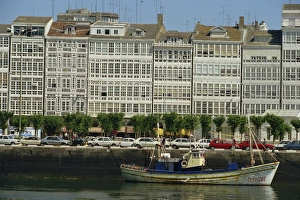 La Coruna Prints: A fishing boat in the harbour of the town of La Coruna in Galicia