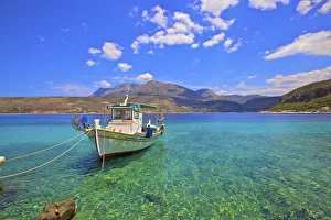 Fishing Industry Prints: Fishing boat, Limeni, Mani Peninsula, The Peloponnese, Greece, Europe