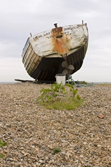 Fishing boat on Orford beach, Suffolk coast, England, United Kingdom, Europe