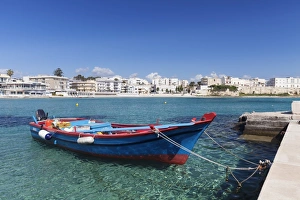 Rope Prints: Fishing boat, port of Otranto, Lecce province, Salentine Peninsula, Puglia, Italy, Europe