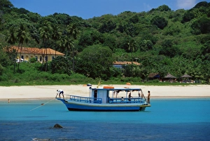 Pernambuco Prints: Fishing boat at Praia da Conceicao, Parque Nacional de Fernando de Norohna