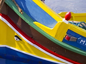 Fishing Prints: Detail of a fishing boat, St. Pauls Bay, Malta, Mediterranean, Europe