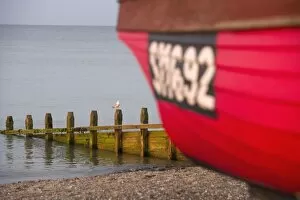Senior Woman Collection: Fishing boat, Worthing beach, West Sussex, England, United Kingdom, Europe