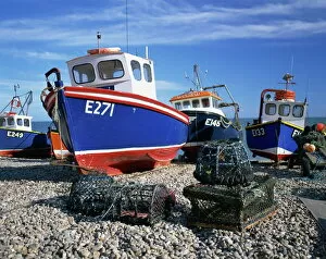 Images Dated 8th April 2008: Fishing boats on the beach at Beer in Devon, England, United Kingdom, Europe