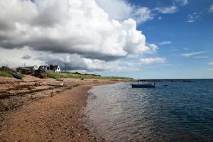 Day Time Prints: Fishing boats on the beach at Carnoustie, Angus, Scotland, United Kingdom, Europe