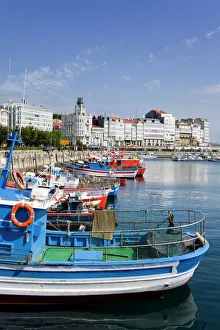 Fishing Boats Prints: Fishing boats in Darsena Marina, La Coruna City, Galicia, Spain, Europe