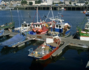 Fishing boats in the harbour, Cherbourg, Normandy, France, Europe