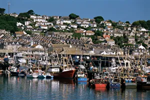 Fishing Fleet Prints: Fishing boats in harbour, Newlyn, Cornwall, England, United Kingdom, Europe