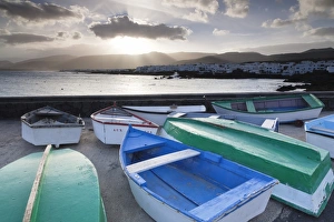 Group Of Objects Prints: Fishing boats and harbour of Punta Mujeres