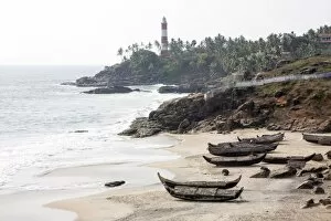 Images Dated 4th March 2008: Fishing boats, Kovalam beach, Trivandrum, Kerala, India, Asia