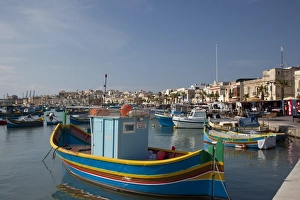Marsaxlokk Prints: Fishing boats, Marsaxlokk, Malta, Mediterranean, Europe