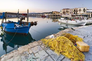 Fishing Net Prints: Fishing boats moored in the old Venetian port
