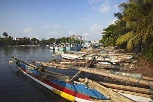 Negombo Prints: Fishing boats in Negombo Lagoon, Negombo, Western Province, Sri Lanka, Asia