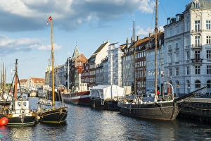 Nyhavn Prints: Fishing boats in Nyhavn, 17th century waterfront