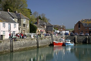 Fishing boats in Padstow Harbour, Camel Estuary, North Cornwall, England