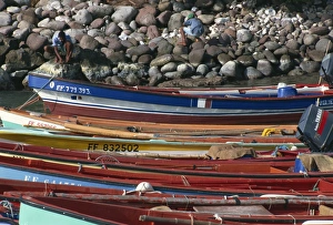 Martinique Prints: Fishing boats, Petite Anse, Martinique, West Indies, Central America